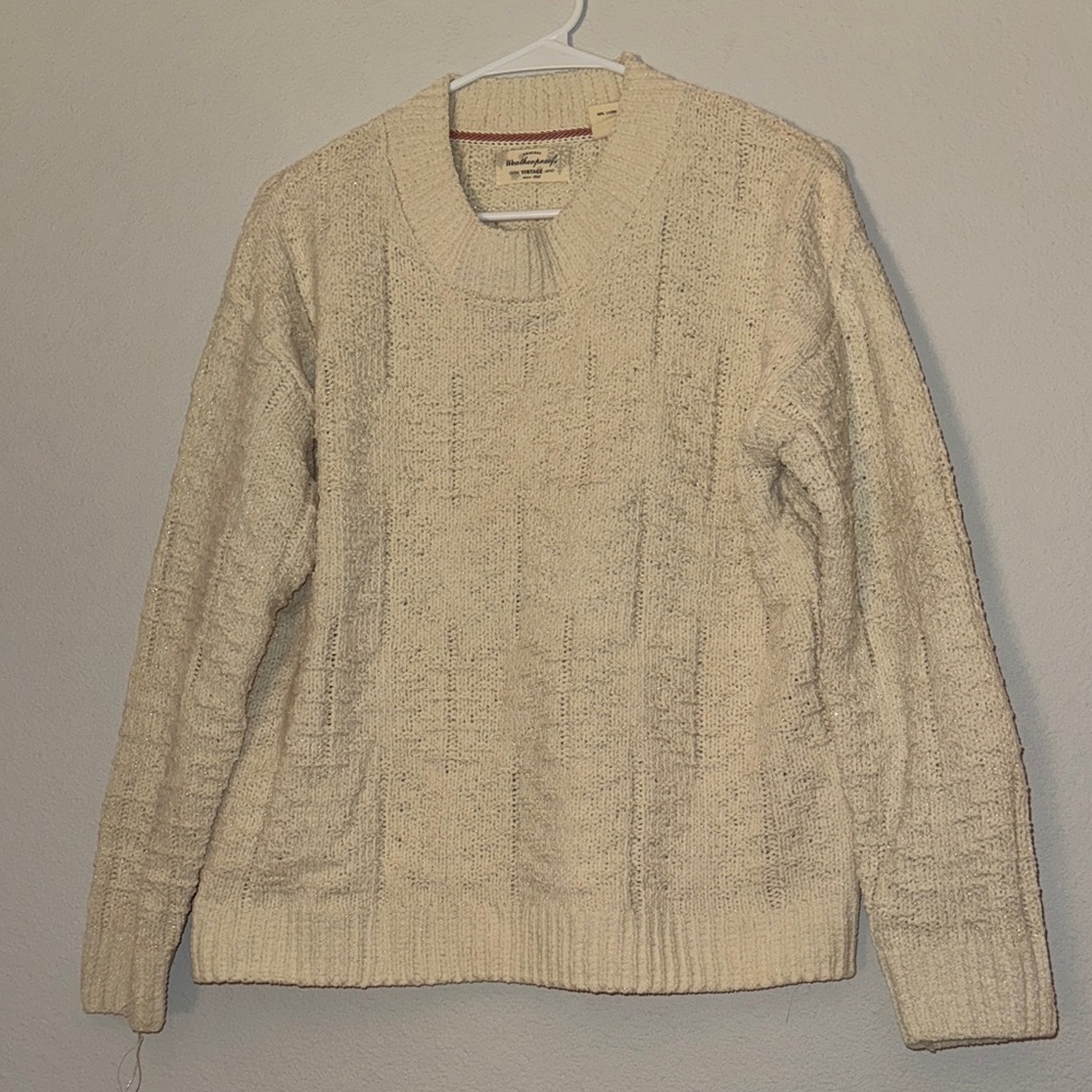 Weatherproof Women's Cream Textured Crew Neck Sweater